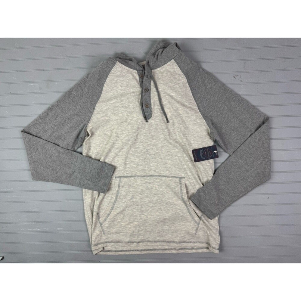 Flag & Anthem Size S Mens Hooded T Shirt Gray Long Sleeve Pullover